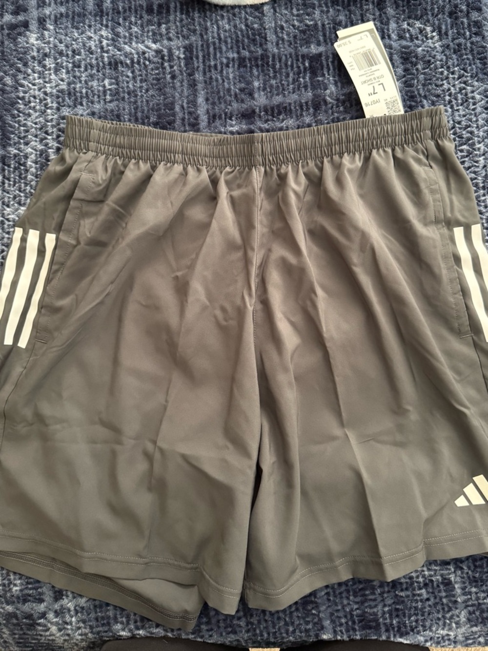 Adidas Men's Athletic Grey Shorts with Side Stripes
